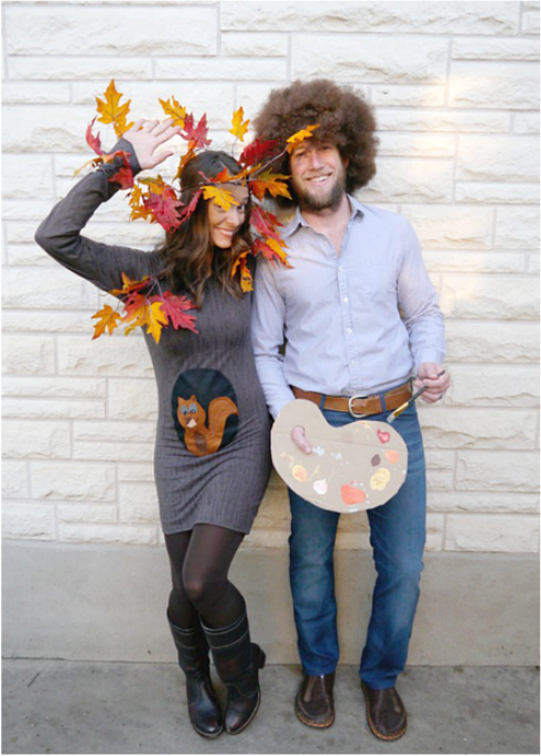 Couples Halloween Costumes - Bob Ross & Tree - because who doesn't love Bob Ross?